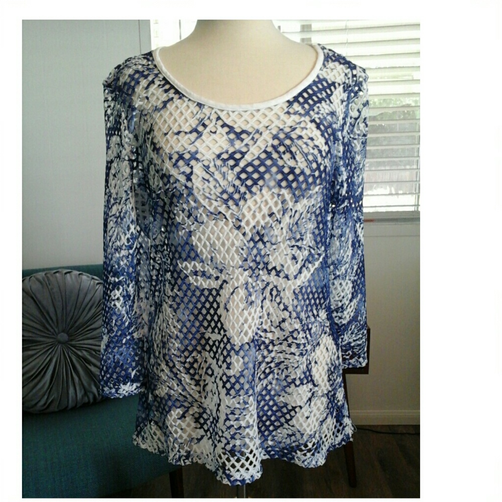 Bali Blue an White Net Top